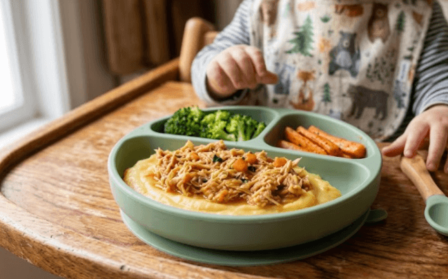 Ilustração placeholder — refeição simples e organizada no prato